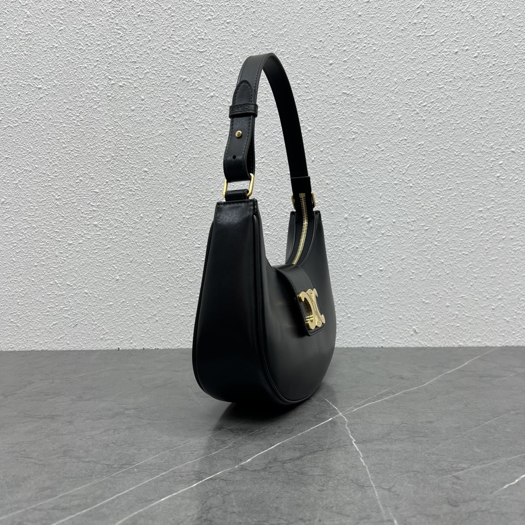 Celine Medium Ava Triomphe Bag In Smooth Calfskin Shoulder Bag Black 114493